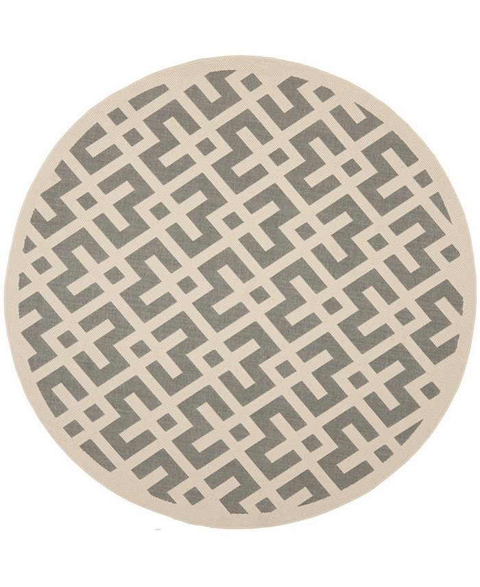 Safavieh Courtyard CY6915 Gray and Bone 6'7 x 6'7 Round Outdoor Area Rug