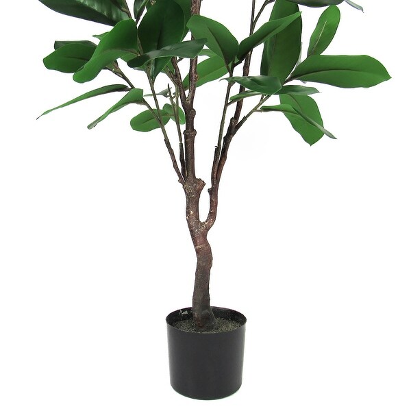 4ft Artificial Magnolia Tree Leaf Tree in Black Pot