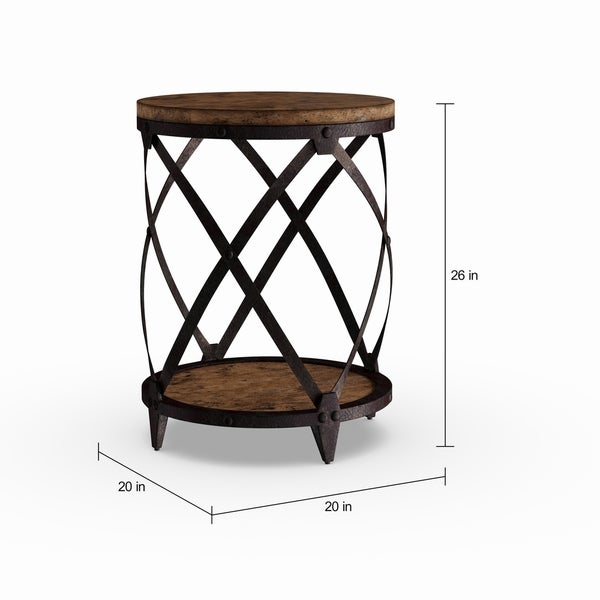 Carbon Loft Michael Distressed Pine Wood Round End Table