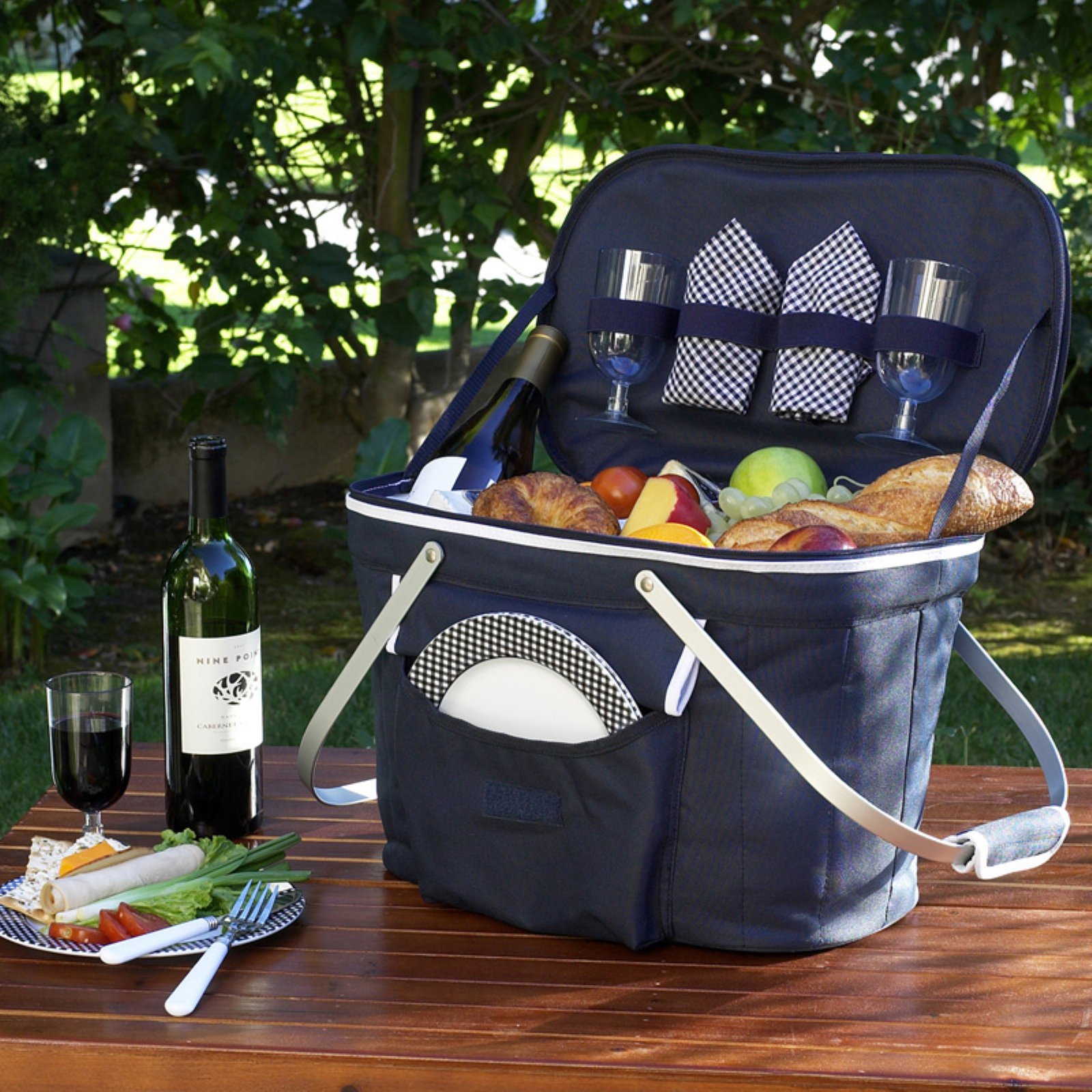 Picnic at Ascot Collapsible Insulated Picnic Basket for 2