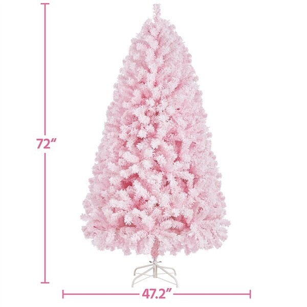 Yaheetech Prelit Flocked Artificial Christmas Tree Snow Frosted Christmas Tree，Pink