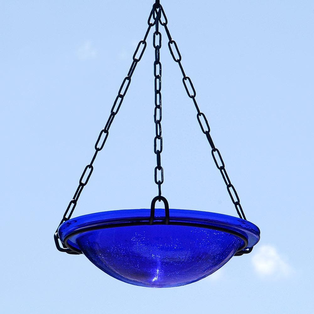 Achla Designs 12.5 in. Dia Cobalt Blue Reflective Crackle Glass Birdbath Bowl CGB-01CB