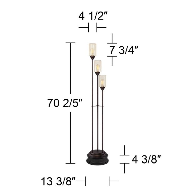 Tall Oiled Bronze Metal 3 Light Dimmable Led Seedy Glass For Living Room