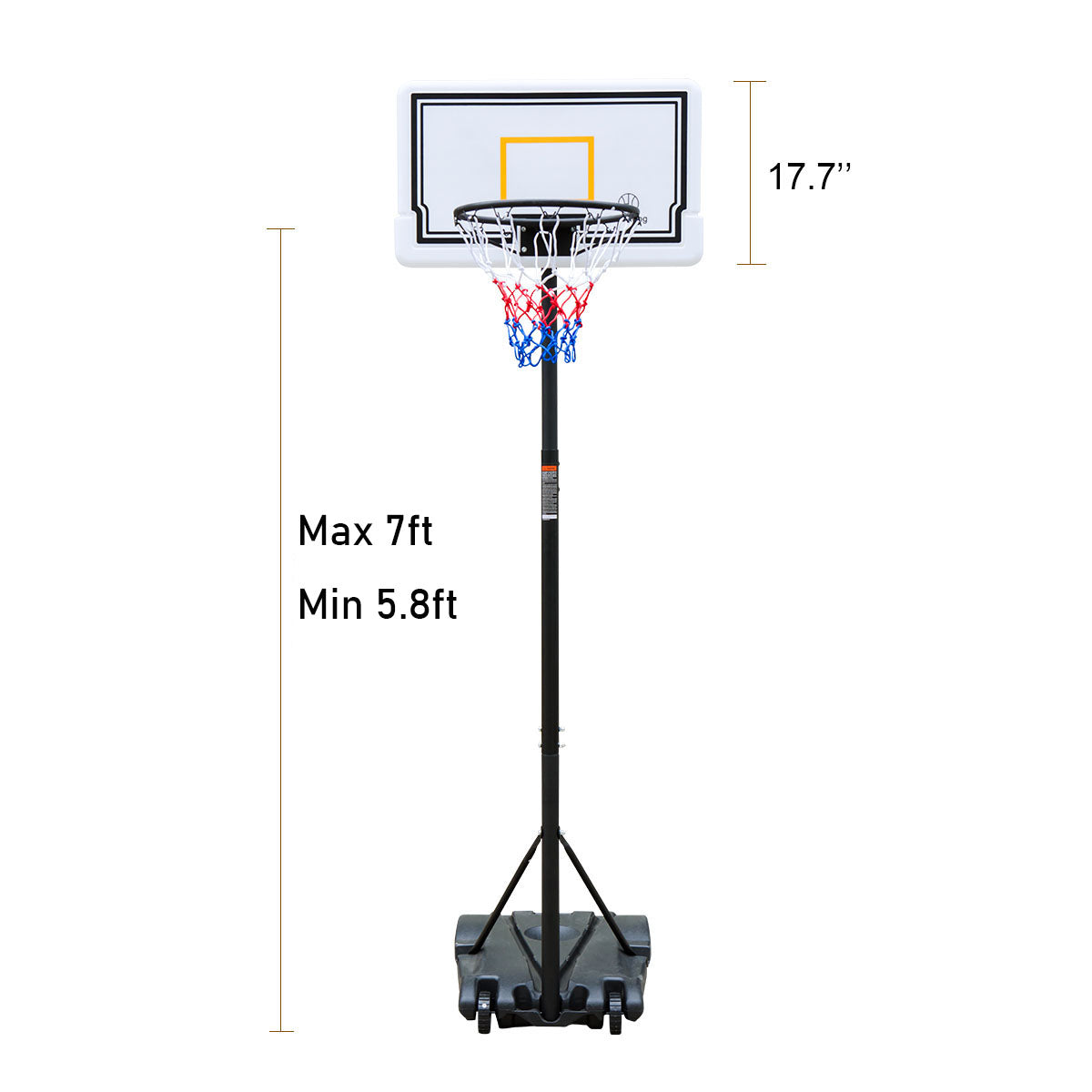 HooKung Portable Junior Basketball Hoop Stand Free Standing with 28