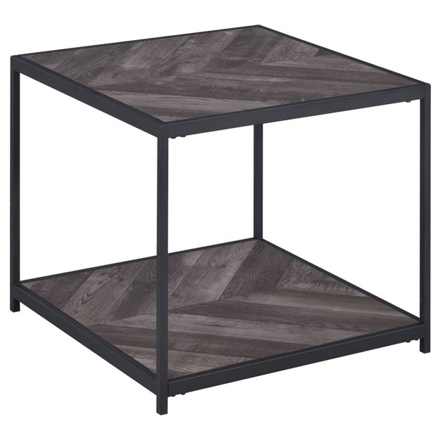 Beckley Wood End Table Gray Herringbone black Coaster