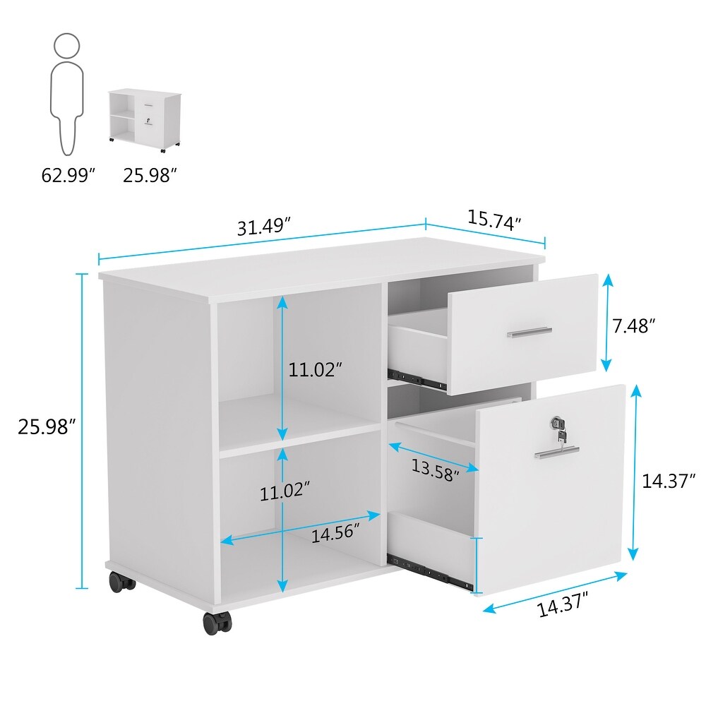 Mobile File Cabinet with Drawer and Lock  Letter Size