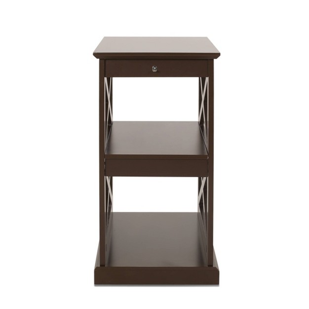 Vernon Contemporary 2 Shelf Side Table Dark Walnut Christopher Knight Home