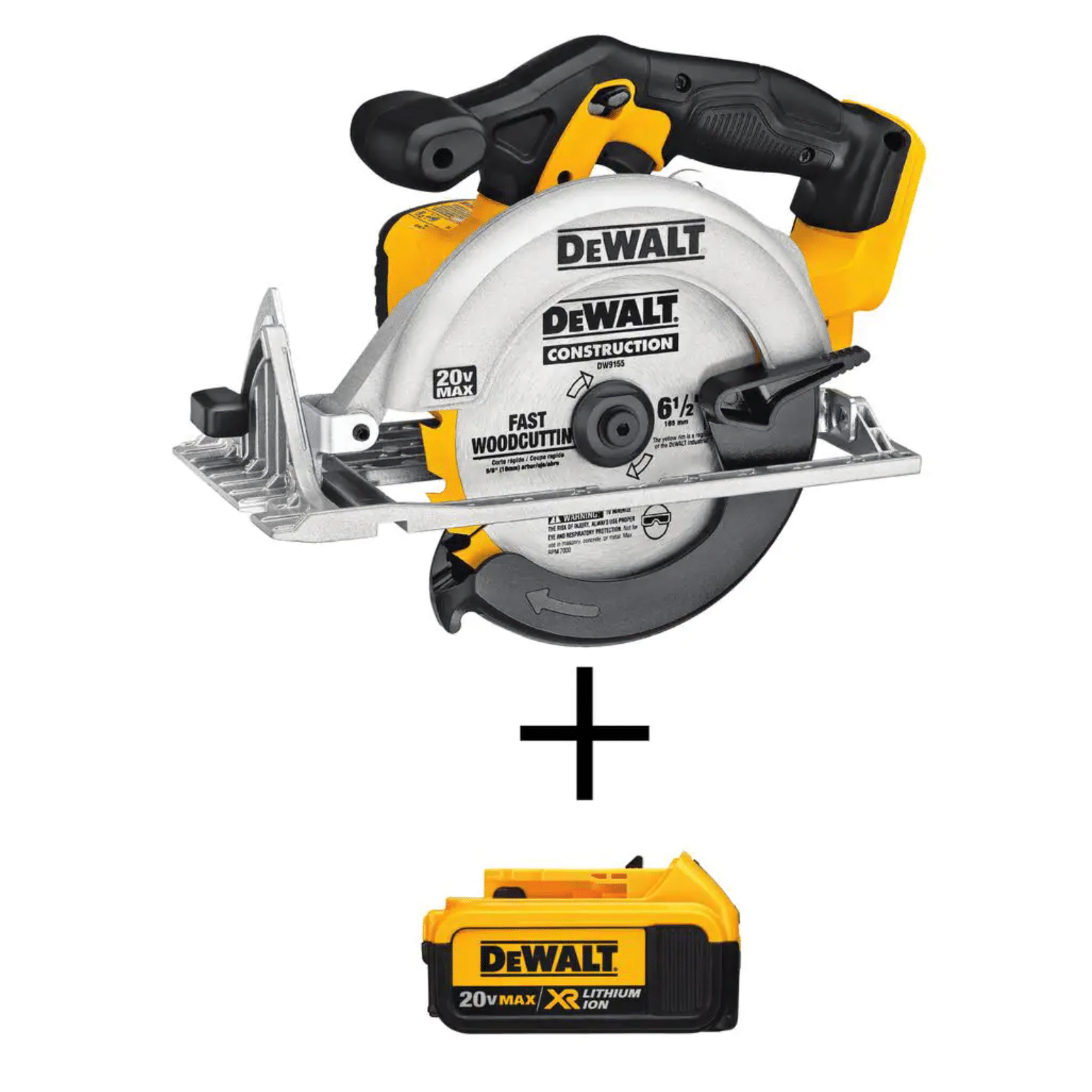 Dewalt 20-Volt Max Cordless 6-1/2 in. Circular Saw with a 20-Volt Battery 4.0Ah (DCS391BWDCB204)