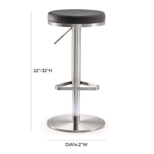 Fano Stainless Steel Faux Leather Adjustable Round Barstool