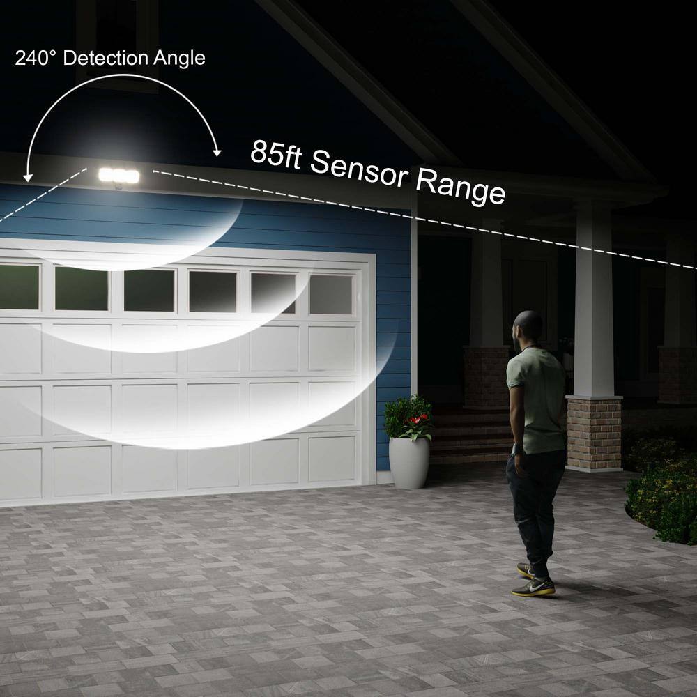 dualux Bronze Integrated LED Motion Sensor Dusk to Dawn 3-Head Outdoor Security Flood Light - 240-Degree - 85 ft. T0703