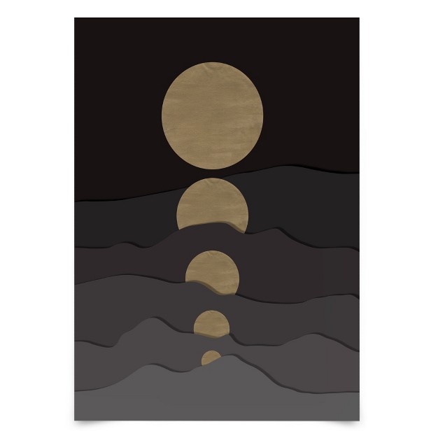 Americanflat Abstract Wall Art Room Decor Golden Moon Phases By Miho Art Studio