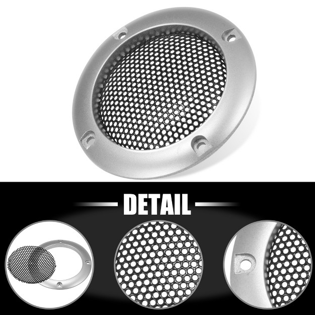 Unique Bargains Round Mesh Trim Car Auto Speaker Grille Cover Silver Tone