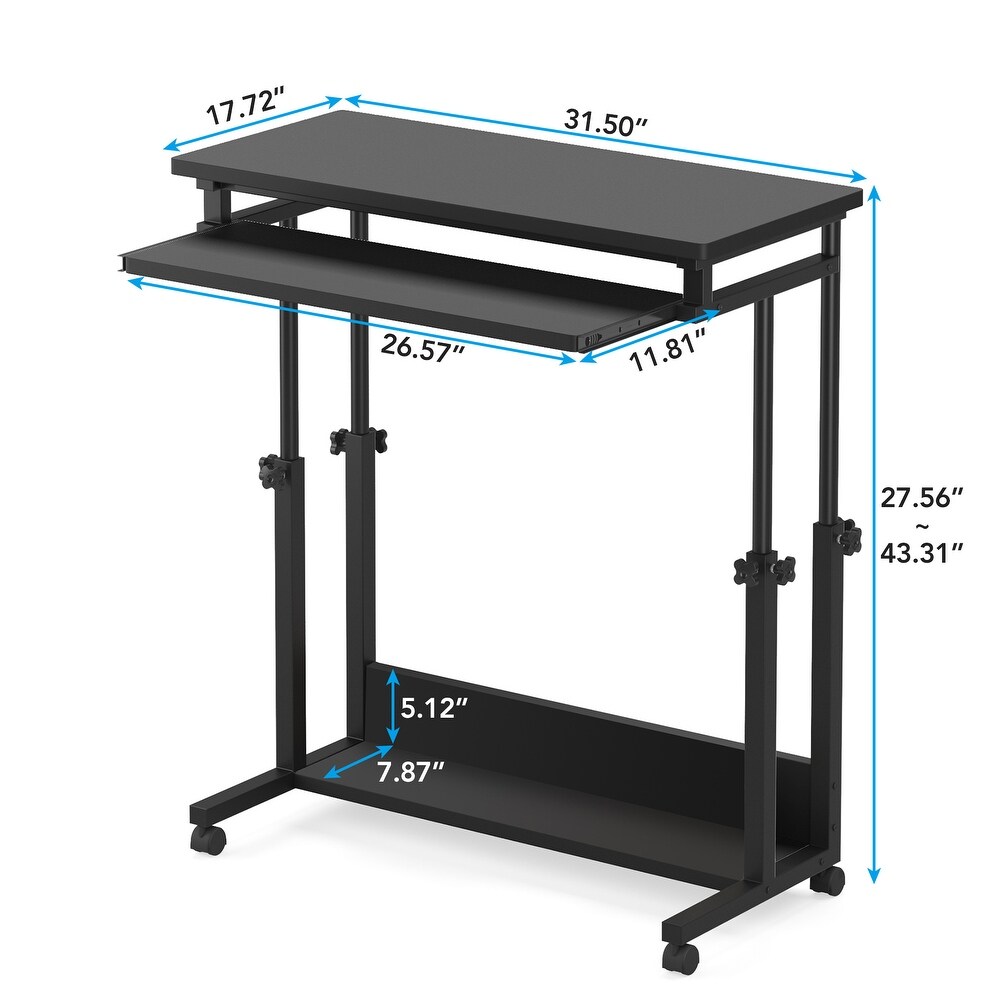 Height Adjustable Small Portable Standing Table  Laptop Desk with Keyboard Tray for Sofa and Bed