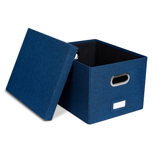 Birdrock Home 1 pack Collapsible File Storage Organizer With Lid Navy