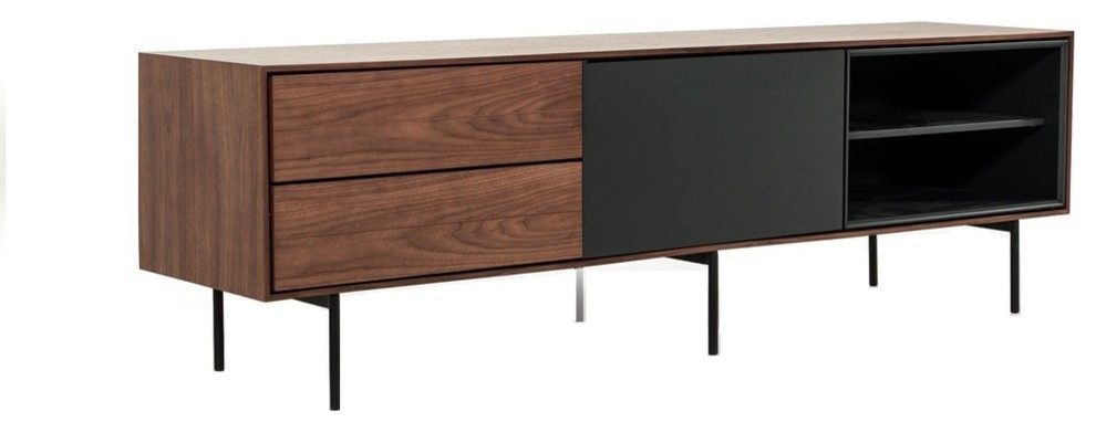 Modrest Kenny Walnut and Gray TV Stand   Midcentury   Entertainment Centers And Tv Stands   by Vig Furniture Inc.  Houzz