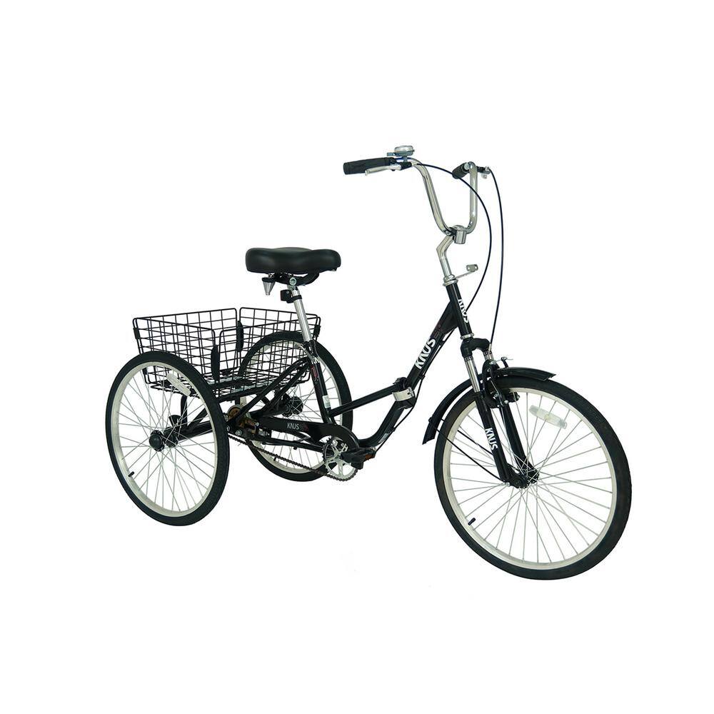 24 in. Adult Folding Tricycles 3 Wheel Black Tricycle85-5