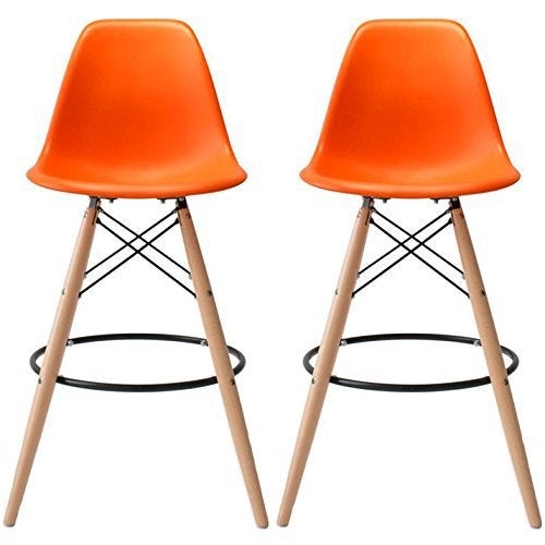 28-inch Plastic Chair DSW Orange Counter Bar Stool (Set of 2)