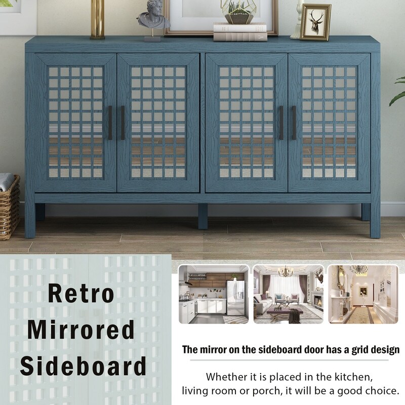 Mirrored Buffet Sideboard Accent Entryway Kitchen Storage Cabinet