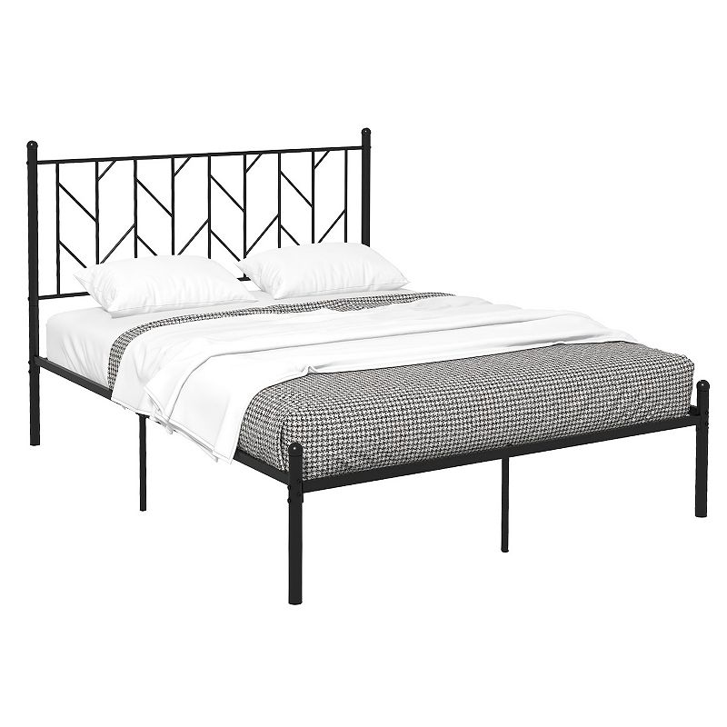 Platform Bed Frame With Sturdy Metal Slat Support