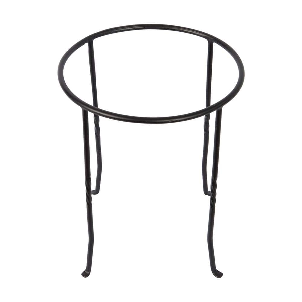 ACHLA DESIGNS 14 in. Tall Black Powder Coat Metal Small Indoor/Outdoor Patio Flowerpot Plant Stand FB-14