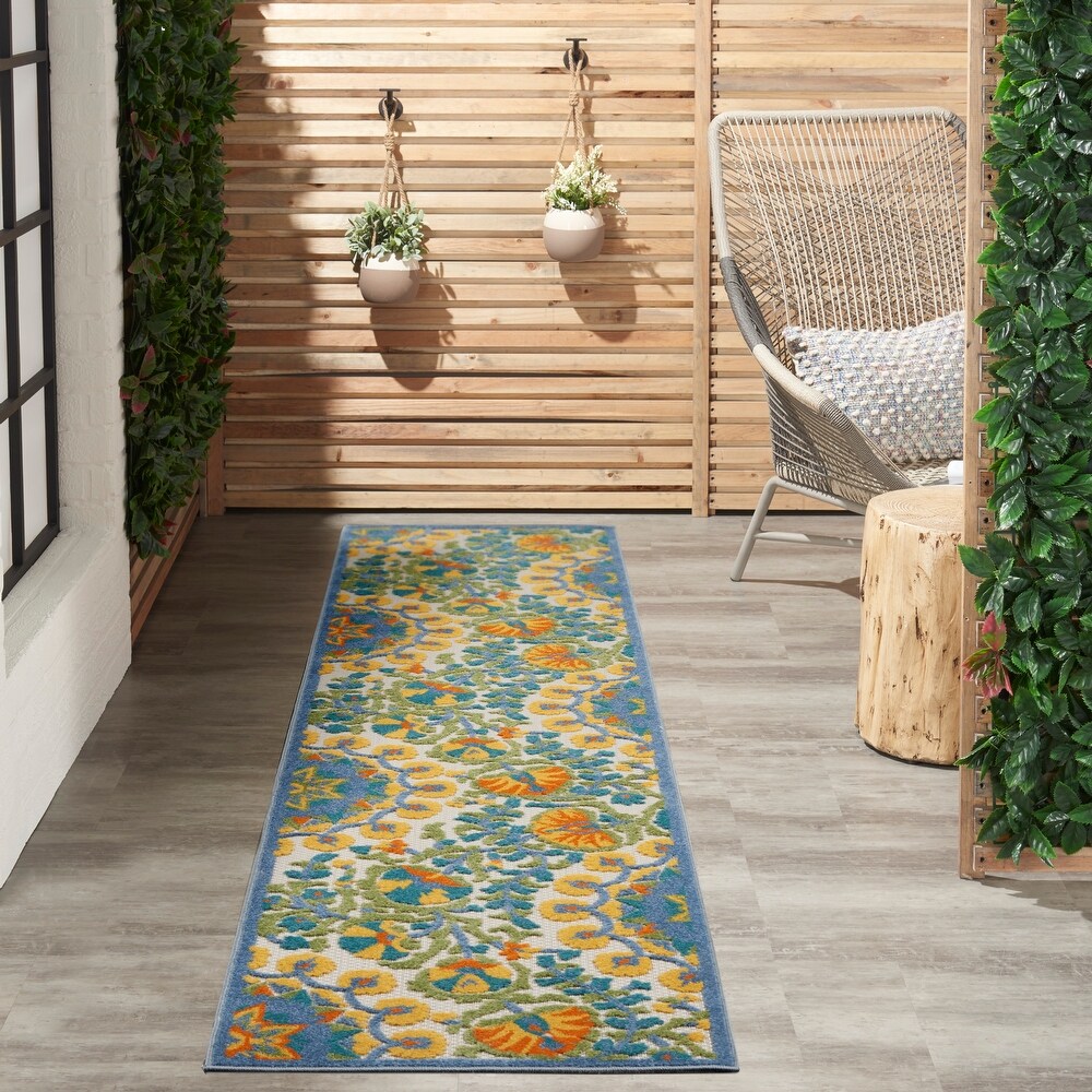 Nourison Aloha Modern Floral Vibrant Multicolored Indoor/Outdoor Area Rug