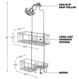 Cubilan Over-the-Shower Caddy with Hooks for Towels in Silver HD-SDN