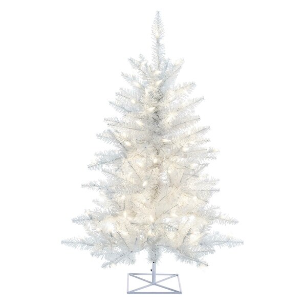 Vickerman White PVC 3foot Fir Slim Artificial Christmas Tree with 100 Warm White LED Lights