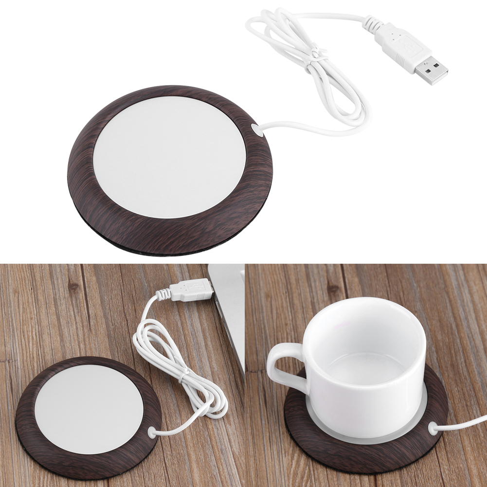 Dilwe Usb Wood Grain Cup Warmer Heat Beverage Mug Mat Office Tea Coffee Heater Pad，Cup Warmer， Cup Mats