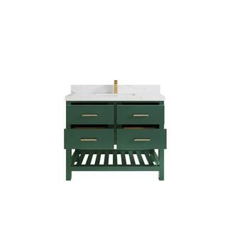 Willow Collections Parker 42 in. W x 22 in. D x 36 in. H Bath Vanity in Lafayette Green with 2 in. Calacatta Quartz Top PRK_LGN_CA_LZ_42