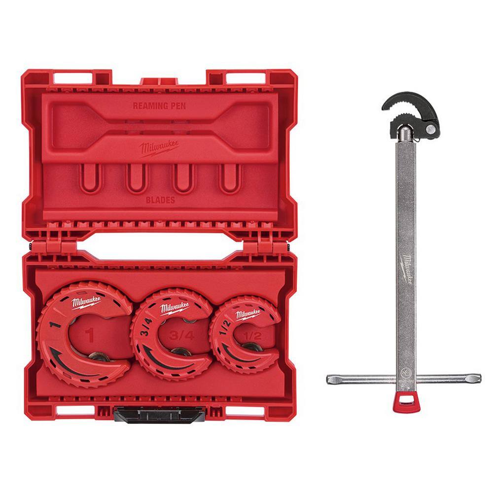 MW Close Quarters Tubing Cutter Set with 1.25 in. Basin Wrench (4-Piece) 48-22-4263-48-22-7001