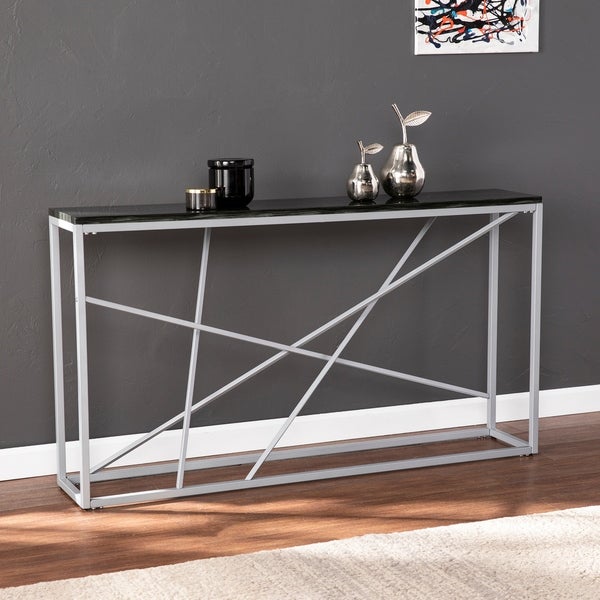 SEI Furniture Sigrid Faux Marble Skinny Console Table