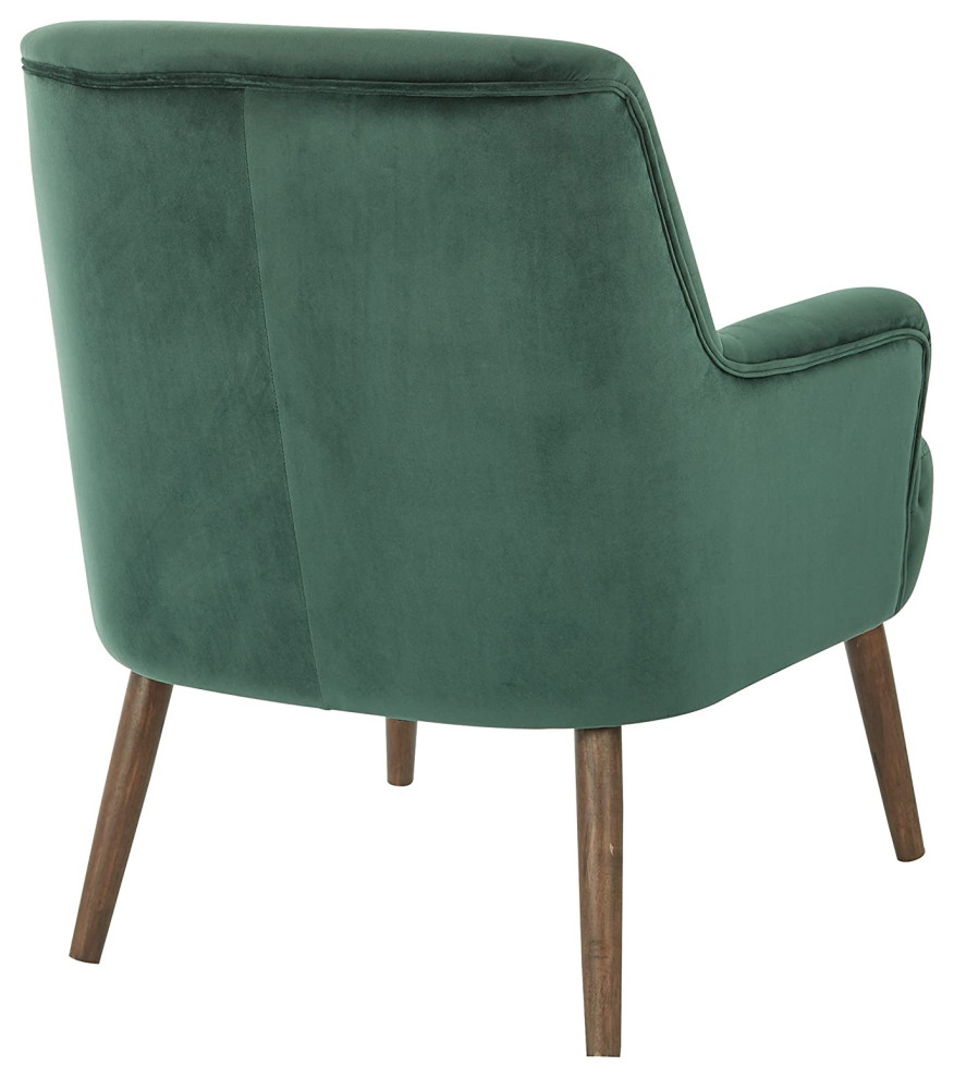 Mid Century Accent Chair  Velvet Seat With Button Tufted Back  Emerald Green   Midcentury   Armchairs And Accent Chairs   by Declusia  Houzz