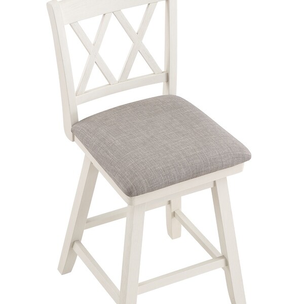 Wooden Linen Swivel Bar Counter Stool