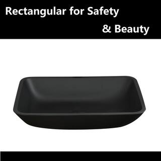 Interbath Glass Rectangular Vessel Bathroom Sink in Black ITBVS110SMB