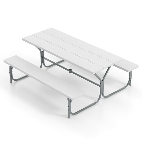 6 Feet Picnic Table Bench Set with HDPE Tabletop for 8 Person