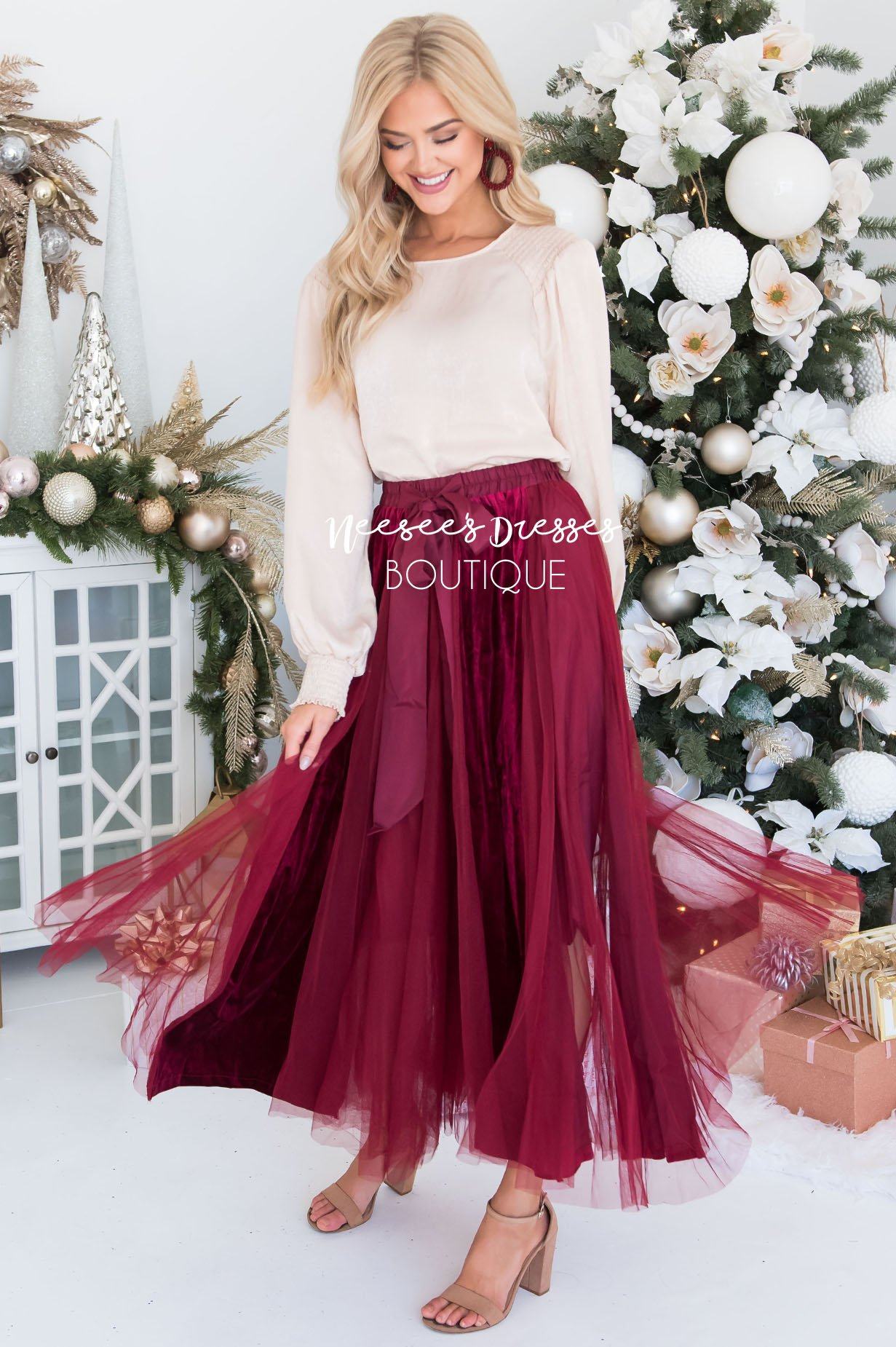 Lovely Velvet Tulle Maxi Skirt