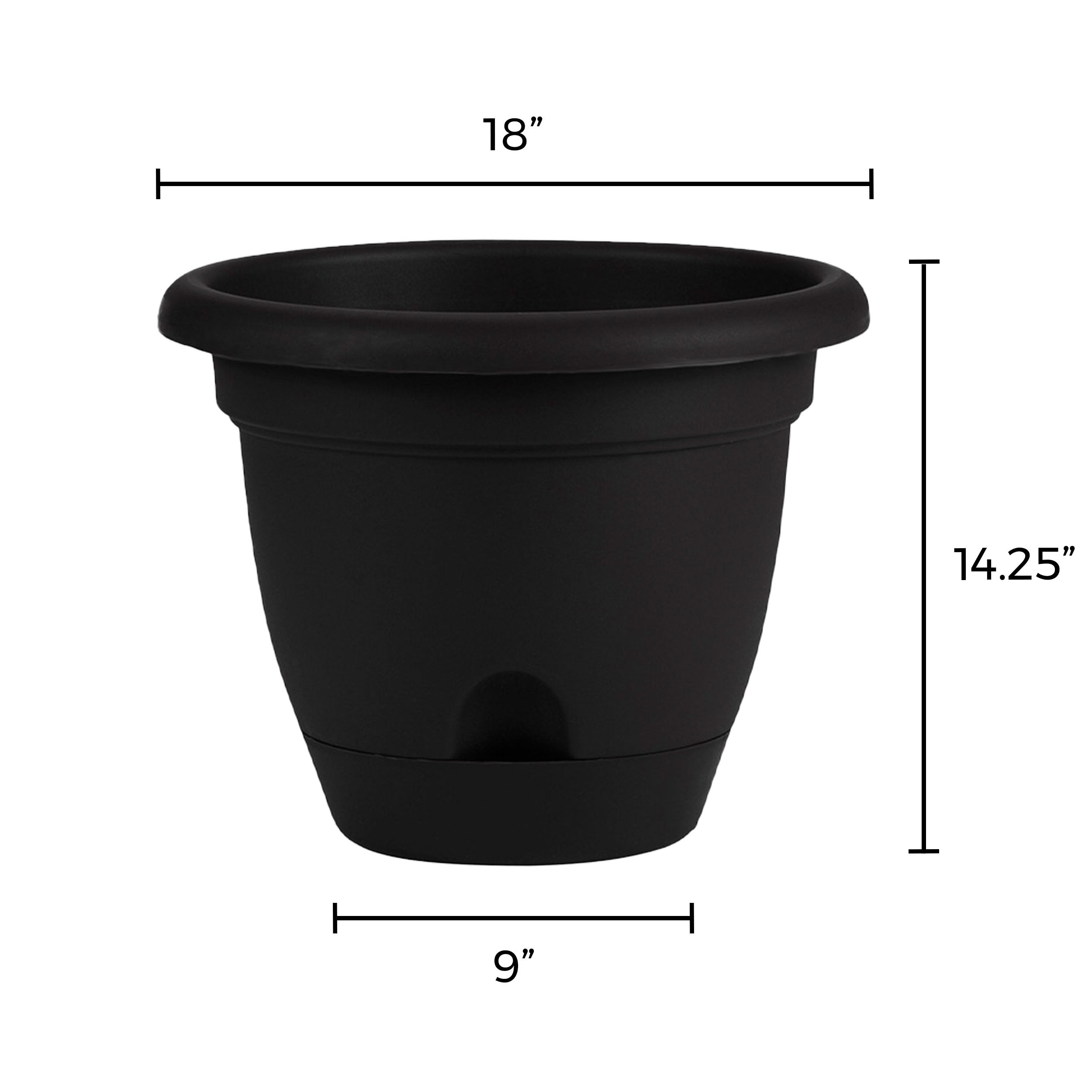 Bloem Lucca Self Watering Planter 16 in. Black