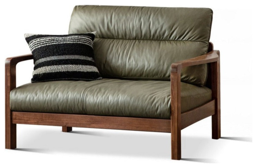 North American Black Walnut Solid Wood Light Luxury Leather Sofa   Transitional   Sofas   by GVAwood  Houzz