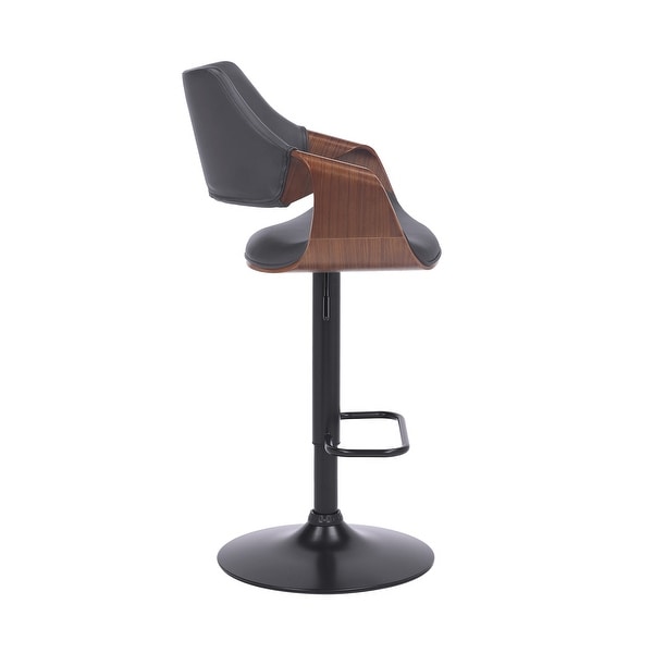 Aspen Adjustable Swivel Faux Leather and Wood Bar Stool with Metal Base