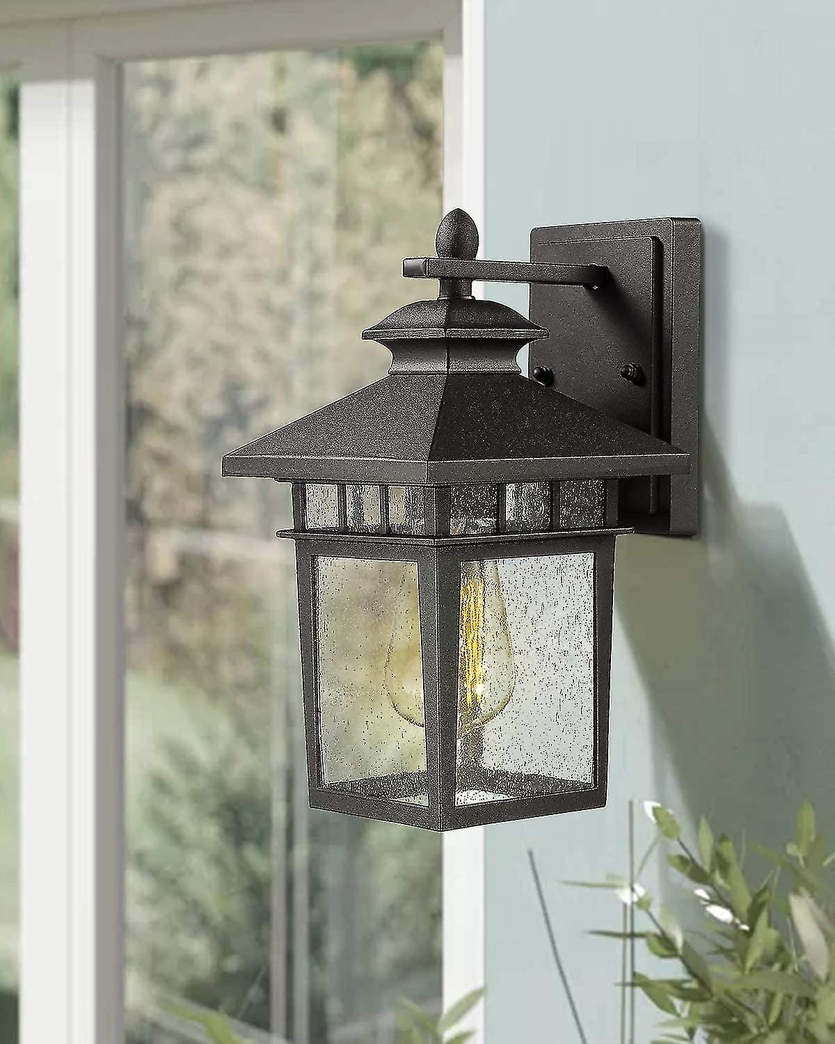 Outdoor Wall Mount Lights |  Exterior Porch Light Fixture， Sanded Black Cast-aluminum With Bubble Glass Panel