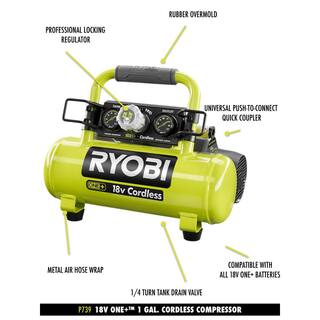 RYOBI ONE+ 18V Cordless 1 Gal. Portable Air Compressor and 2.0 Ah Compact Battery and Charger Starter Kit P739-PSK005