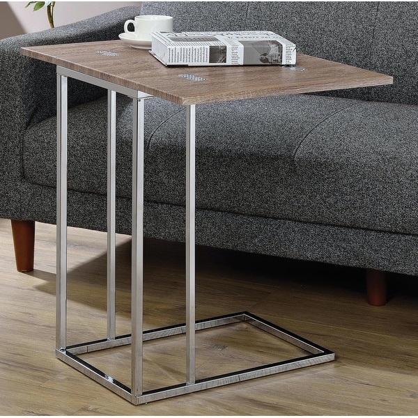 Side Table in Weathered Oak and Chrome - 12~24