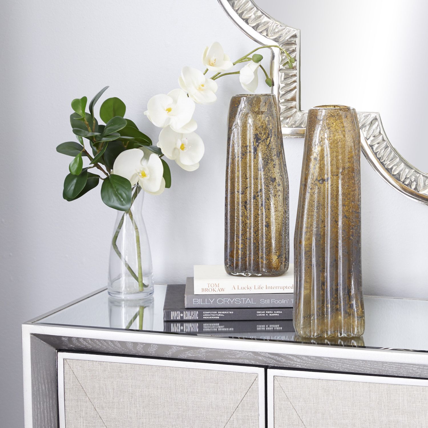 Stella and Eve Brown Glass Vase 2-piece Set