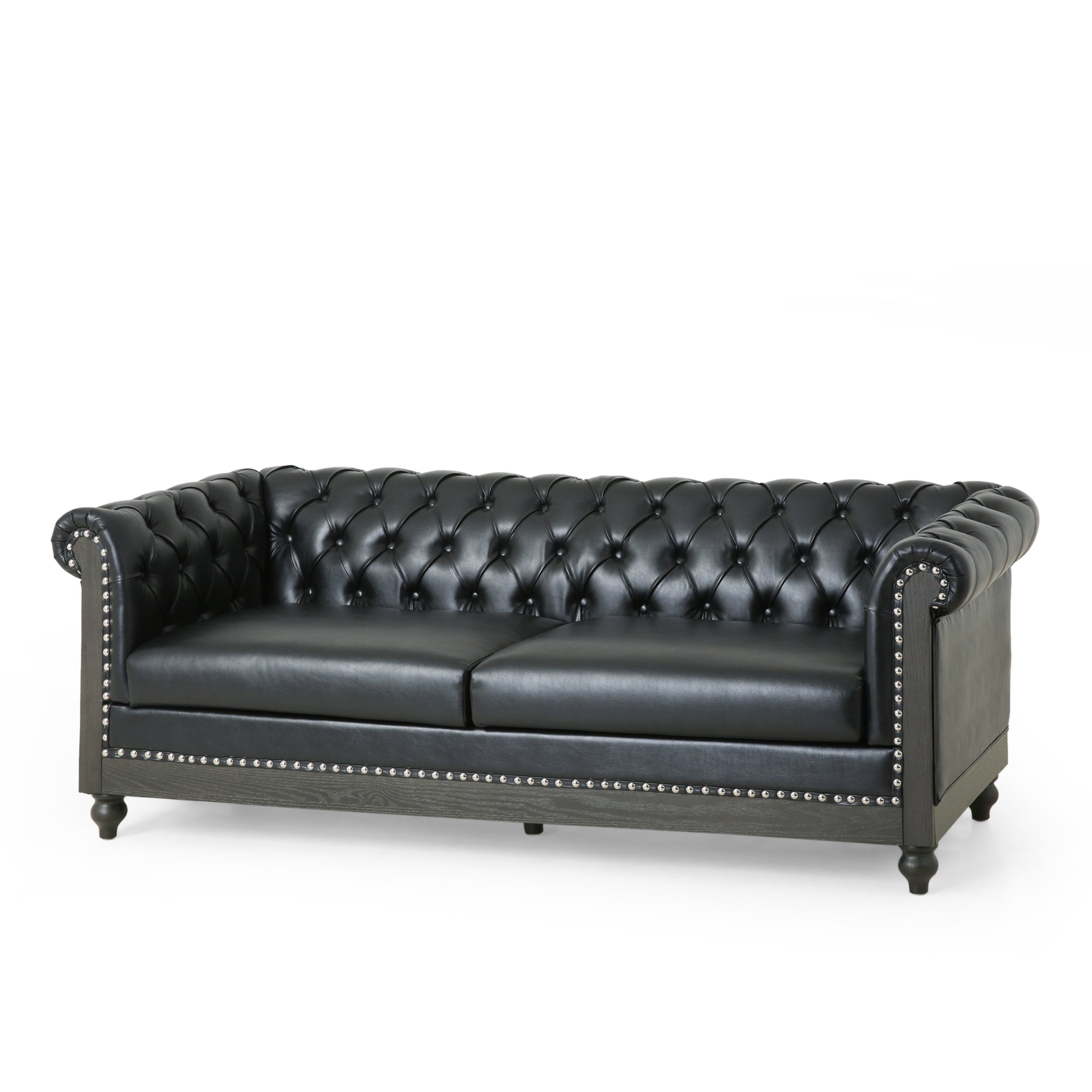 Kinzie Chesterfield Tufted 3 Seater Sofa with Nailhead Trim