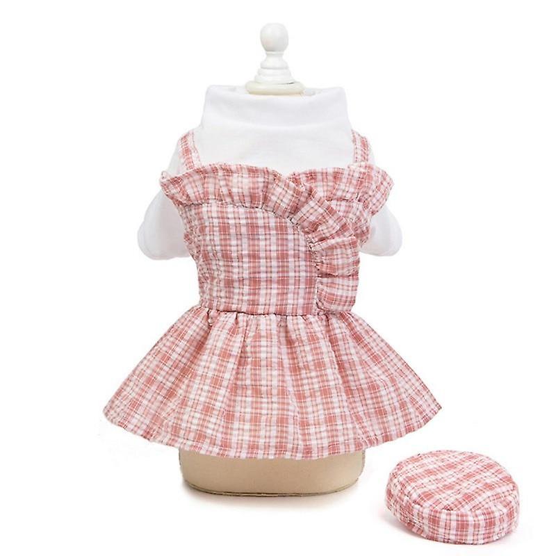 Summer pet dog plaid dress