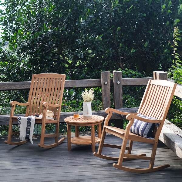 Cambridge Casual Sherwood 3Piece Teak Outdoor Rocking Chair Chat Set