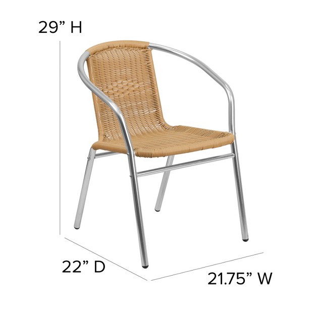 Flash Furniture Aluminum And Rattan Commercial Indoor outdoor Restaurant Stack Chair