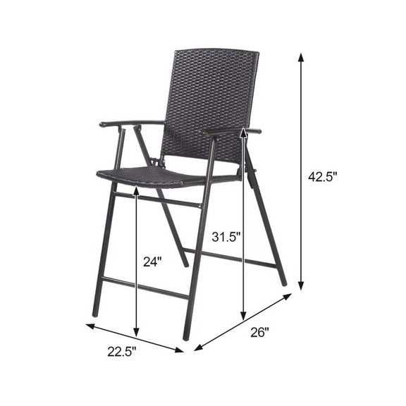 Costway 16247538 Set of 4 Folding Rattan Bar Chair...