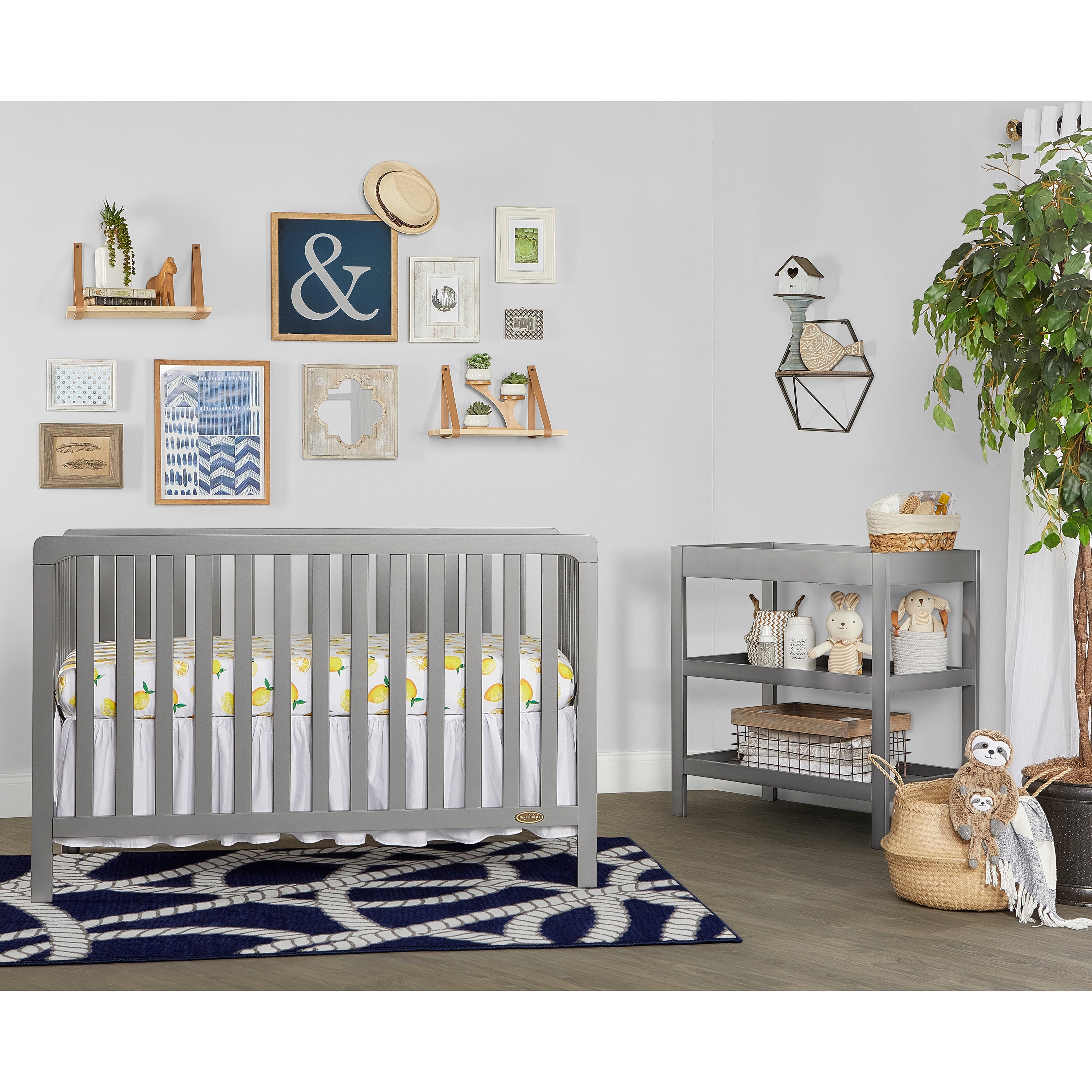 Nursery Essentials Bundle of Dream On Me Ridgefield 5-in-1 Convertible Crib, Dream On Me Ridgefield Changing Table, with a Dream On Me Honeycomb Orthopedic Firm Fiber Standard Crib Mattress