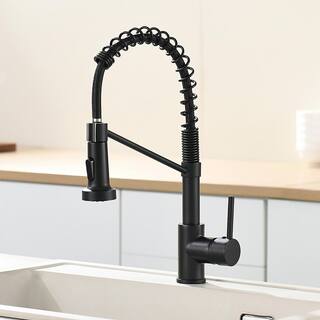 Single Handle Gooseneck Pull Down Sprayer Kitchen Faucet with Dual Function Sprayhead in Matte Black MD-AL125533B